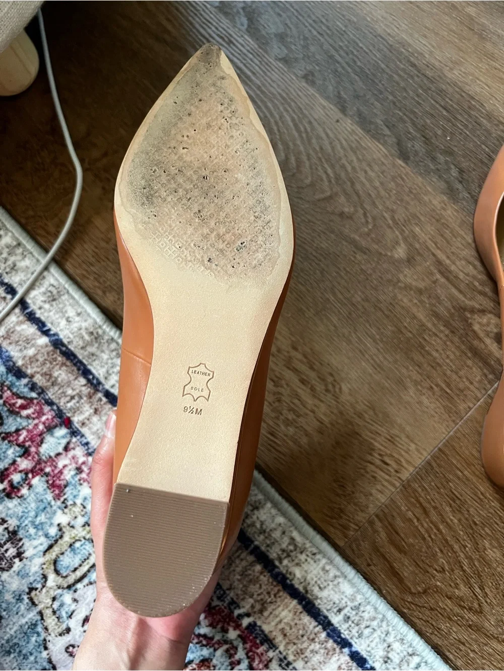 Tory Burch Gigi 55mm Wedge Flats Tan Leather Pointed Toe Size 9.5 - Picture 4 of 9